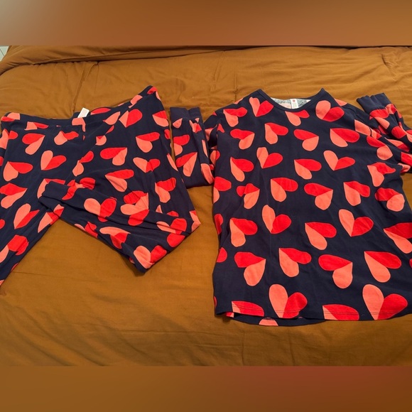 Heart Pattern men’s Pajamas - Navy and Red - Picture 1 of 6